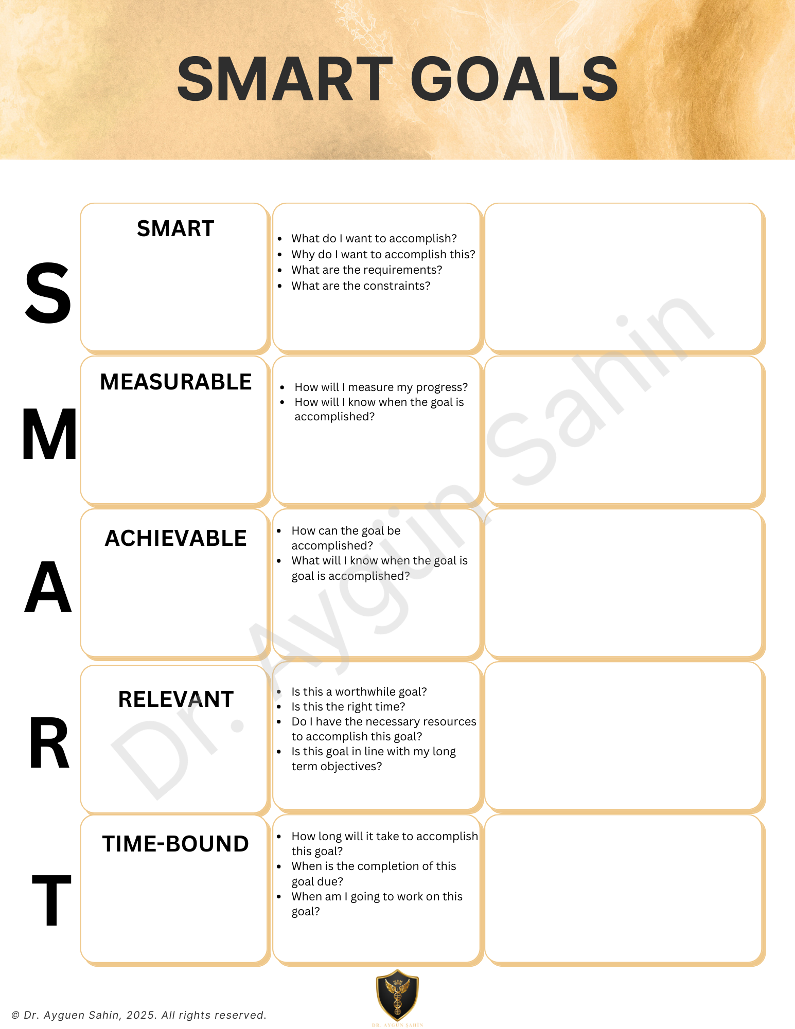 SMART GOALS Worksheet _ Dr Ayguen Sahin
